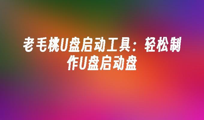 u盘装系统+老毛桃 使用老毛桃 U 盘重设系统，提升电脑性能，简单易用，支持多系统