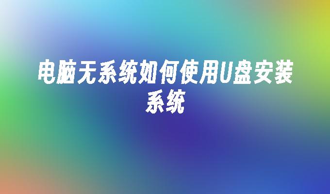 怎么弄u盘装系统 电脑无系统时如何利用 U 盘进行系统安装