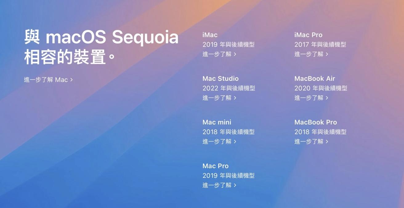 mac系统版本对照表